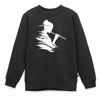 Flûtiste dessinateur - Sweat Premium enfant bio - noir - Devant - AI Model Kid Female (0cm)