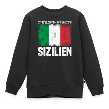 Sizilien Koordinaten - Kinder Premium Organic Sweatshirt - Schwarz - Vorne - AI Model Kid Female (0cm)