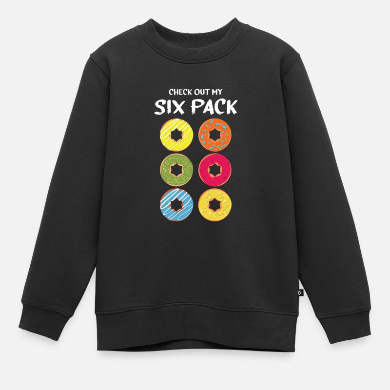 Donut Washboard Abs Six Pack Cadeau drôle - Sweat Premium enfant bio - noir