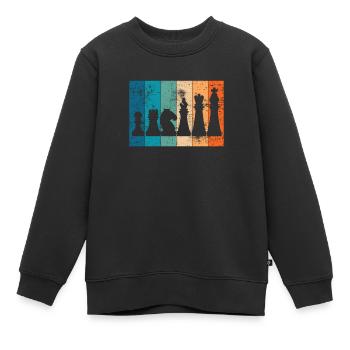 Damier dam schachmatt Roi rétro cadeau - Sweat Premium enfant bio - noir - Devant - AI Model Kid Female (0cm)