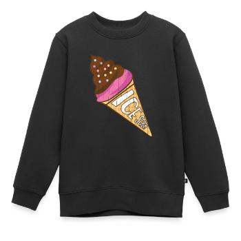 Eiskrem Eis Eiscreme Sommer Spruch Geschenk - Kinder Premium Organic Sweatshirt - Schwarz - Vorne - AI Model Kid Female (0cm)