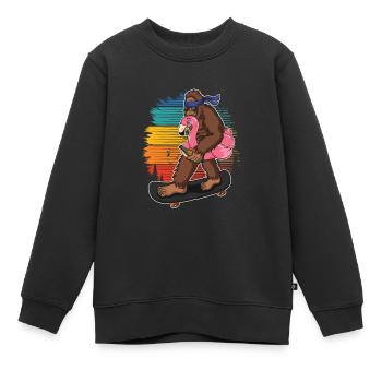 Flamingo Squatch Skateboard Flamingo-liebhaber - Kinder Premium Organic Sweatshirt - Schwarz - Vorne - AI Model Kid Female (0cm)