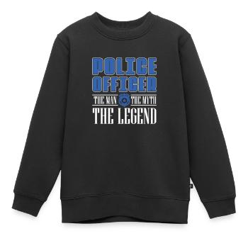 Policier L’homme Le mythe Légende Flics - Sweat Premium enfant bio - noir - Devant - AI Model Kid Female (0cm)