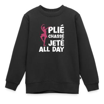 Pliè Chassè Jetè Ballerine toute la journée - Sweat Premium enfant bio - noir - Devant - AI Model Kid Female (0cm)