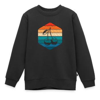 Cherry Fruit Lover Retro Healthy Gift idea - Kinder Premium Organic Sweatshirt - Schwarz - Vorne - AI Model Kid Female (0cm)