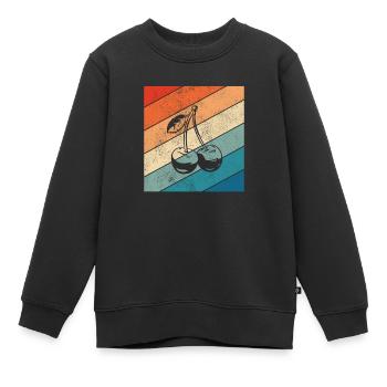 Cherry Fruit Lover Retro Healthy Gift idea - Kinder Premium Organic Sweatshirt - Schwarz - Vorne - AI Model Kid Female (0cm)