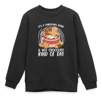 Film de Noël & Hot Choco Art Of Day Noël - Sweat Premium enfant bio - noir - Devant - AI Model Kid Female (0cm)