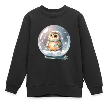 Süße Eule Glaskugel Wasser gefüllt Baby T-Shirt - Kinder Premium Organic Sweatshirt - Schwarz - Vorne - AI Model Kid Female (0cm)