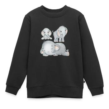 Elefanten Familie Mama Baby T-Shirt - Kinder Premium Organic Sweatshirt - Schwarz - Vorne - AI Model Kid Female (0cm)