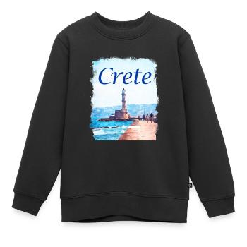 Crete - Kreta - Kinder Premium Organic Sweatshirt - Schwarz - Vorne - AI Model Kid Female (0cm)