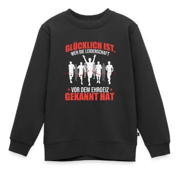 Halbmarathon: Leidenschaft vor Ehrgeiz - Kinder Premium Organic Sweatshirt - Schwarz - Vorne - AI Model Kid Female (0cm)