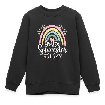 Große Schwester 2024 Regenbogen Baby Verkündung - Kinder Premium Organic Sweatshirt - Schwarz - Vorne - AI Model Kid Female (0cm)