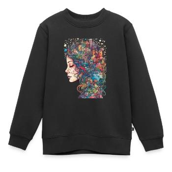Surrealistisches Kunstwerk Aquarell - Kinder Premium Organic Sweatshirt - Schwarz - Vorne - AI Model Kid Female (0cm)