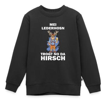 Lederhose Hirsch Tracht Bayrisch Trachten Ersatz - Kinder Premium Organic Sweatshirt - Schwarz - Vorne - AI Model Kid Female (0cm)
