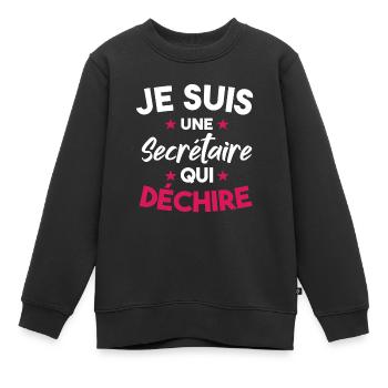 Je Suis Une Secrétaire Qui Déchire - Sweat Premium enfant bio - noir - Devant - AI Model Kid Female (0cm)
