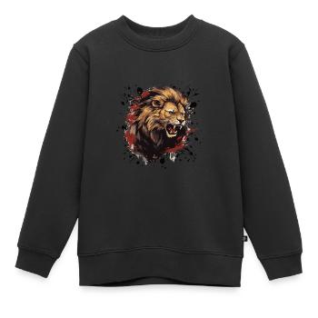 Symbole de la tête de lion Animal Tête de lion - Sweat Premium enfant bio - noir - Devant - AI Model Kid Female (0cm)