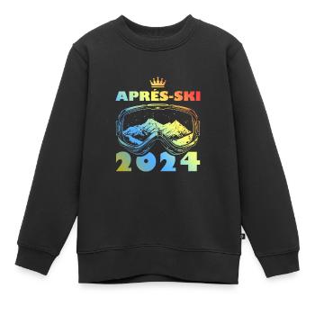 Après-ski 2024 Vacances au ski colorées - Sweat Premium enfant bio - noir - Devant - AI Model Kid Female (0cm)