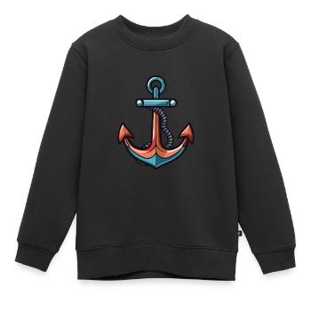 Anker Symbol Hafen - Kinder Premium Organic Sweatshirt - Schwarz - Vorne - AI Model Kid Female (0cm)
