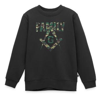 Maçon Maçonnique Camo Famille Franc-Maçon - Sweat Premium enfant bio - noir - Devant - AI Model Kid Female (0cm)
