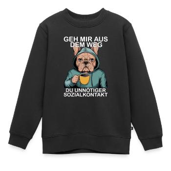Contact social inutile Drôle de français - Sweat Premium enfant bio - noir - Devant - AI Model Kid Female (0cm)