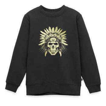 Chef Crâne Indien Or - Sweat Premium enfant bio - noir - Devant - AI Model Kid Female (0cm)