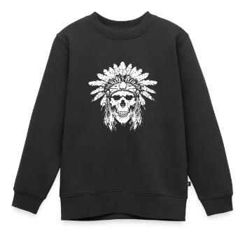 Chef Crâne Indien - Sweat Premium enfant bio - noir - Devant - AI Model Kid Female (0cm)