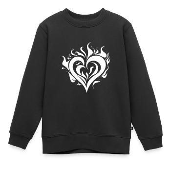 Herz Feuer - Kinder Premium Organic Sweatshirt - Schwarz - Vorne - AI Model Kid Female (0cm)