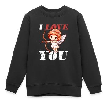 Je t’aime ange - Sweat Premium enfant bio - noir - Devant - AI Model Kid Female (0cm)