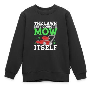 Tondeuse à gazon pelouse (prairie) - Sweat Premium enfant bio - noir - Devant - AI Model Kid Female (0cm)