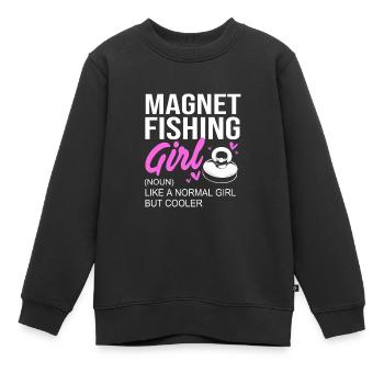 Pêche à l’aimant Pêcheur à l’aimant Pêche à l’aimant - Sweat Premium enfant bio - noir - Devant - AI Model Kid Female (0cm)