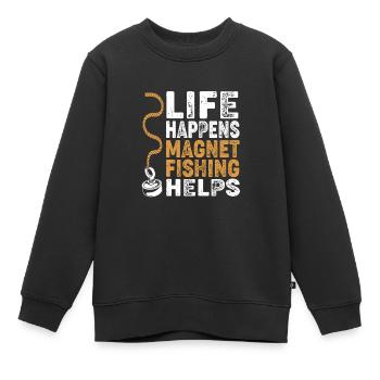 Pêche à l’aimant Pêcheur à l’aimant Pêche à l’aimant - Sweat Premium enfant bio - noir - Devant - AI Model Kid Female (0cm)