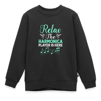 Mundharmonika Volksmusik Volksfest - Kinder Premium Organic Sweatshirt - Schwarz - Vorne - AI Model Kid Female (0cm)