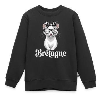 Bretagne Femme Noeud Hermine Bretonne - Sweat Premium enfant bio - noir - Devant - AI Model Kid Female (0cm)