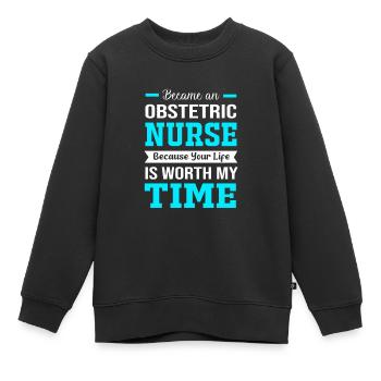 Infirmière Hôpital de Grossesse - Sweat Premium enfant bio - noir - Devant - AI Model Kid Female (0cm)