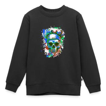 Chef Chef Crâne - Sweat Premium enfant bio - noir - Devant - AI Model Kid Female (0cm)