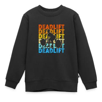 Gym Deadlift Fitness Workout Hantel Bodybuilder - Kinder Premium Organic Sweatshirt - Schwarz - Vorne - AI Model Kid Female (0cm)