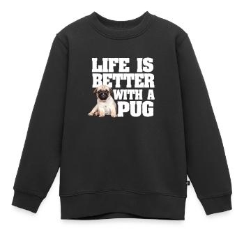 Das Leben eines Mopshundes ist mit einem Mops besser - Kinder Premium Organic Sweatshirt - Schwarz - Vorne - AI Model Kid Female (0cm)