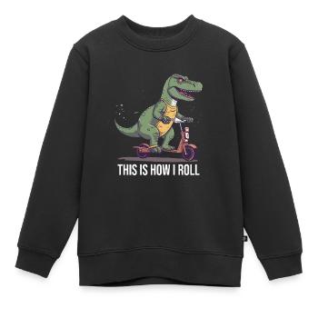 Scootering T Rex So rolle ich - Kinder Premium Organic Sweatshirt - Schwarz - Vorne - AI Model Kid Female (0cm)