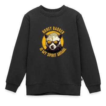 Honigdachs ist mein Krafttier - Kinder Premium Organic Sweatshirt - Schwarz - Vorne - AI Model Kid Female (0cm)