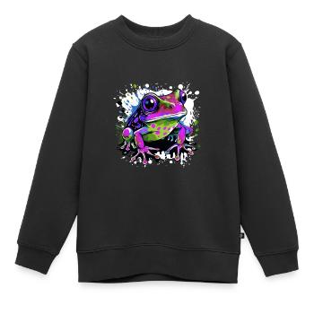 Frosch Bunt - Kinder Premium Organic Sweatshirt - Schwarz - Vorne - AI Model Kid Female (0cm)