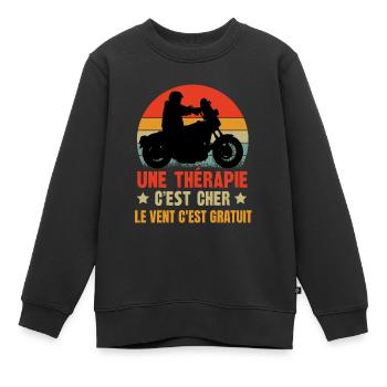 le vent c'est gratuit - Sweat Premium enfant bio - noir - Devant - AI Model Kid Female (0cm)