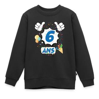 Cadeau Anniversaire 6 ans Garçon - Sweat Premium enfant bio - noir - Devant - AI Model Kid Female (0cm)