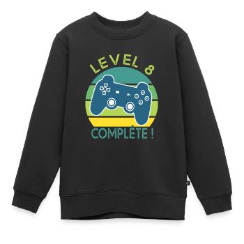 Level 8 cadeau jeux vidéo Anniversaire 8 ans gamer - Sweat Premium enfant bio - noir - Devant - AI Model Kid Female (0cm)