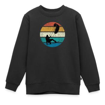 Kiteboarding Kiteboarder Kiteboard Silhouette Nein - Kinder Premium Organic Sweatshirt - Schwarz - Vorne - AI Model Kid Female (0cm)