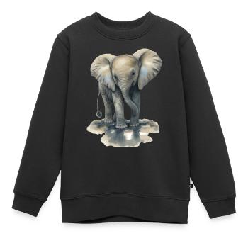 Baby Elefant - Kinder Premium Organic Sweatshirt - Schwarz - Vorne - AI Model Kid Female (0cm)
