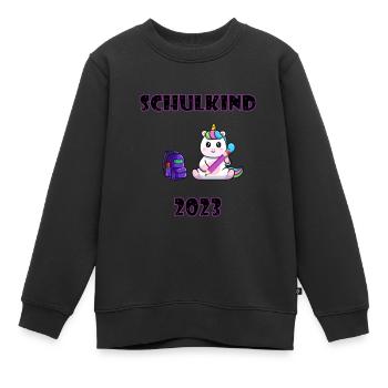 Schulkind 2023 - Einhorn Mädchen - Erster Schultag - Kinder Premium Organic Sweatshirt - Schwarz - Vorne - AI Model Kid Female (0cm)