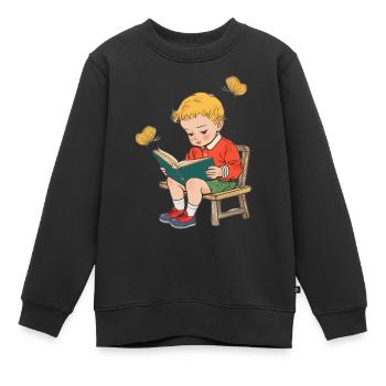 Bookworm, Fairytale, Back to School - Kinder Premium Organic Sweatshirt - Schwarz - Vorne - AI Model Kid Female (0cm)