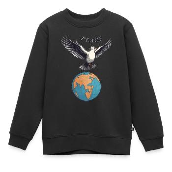 Weltfrieden auf der Erde - Kinder Premium Organic Sweatshirt - Schwarz - Vorne - AI Model Kid Female (0cm)