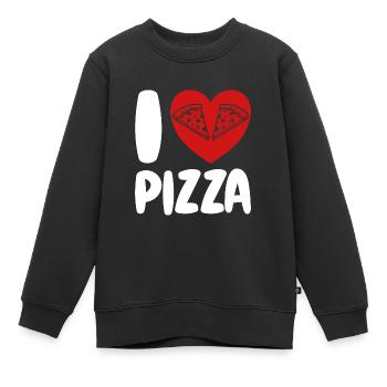 I love Pizza - Kinder Premium Organic Sweatshirt - Schwarz - Vorne - AI Model Kid Female (0cm)