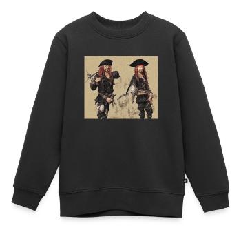 Zwei Piraten - Kinder Premium Organic Sweatshirt - Schwarz - Vorne - AI Model Kid Female (0cm)